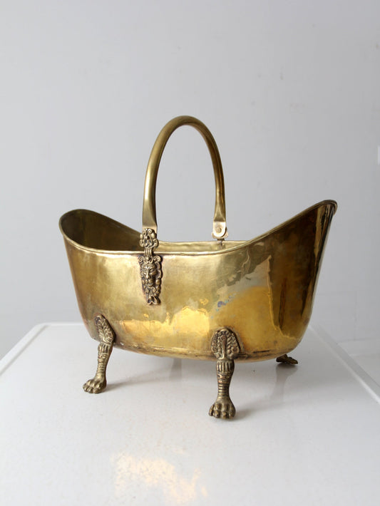 antique brass firewood bucket