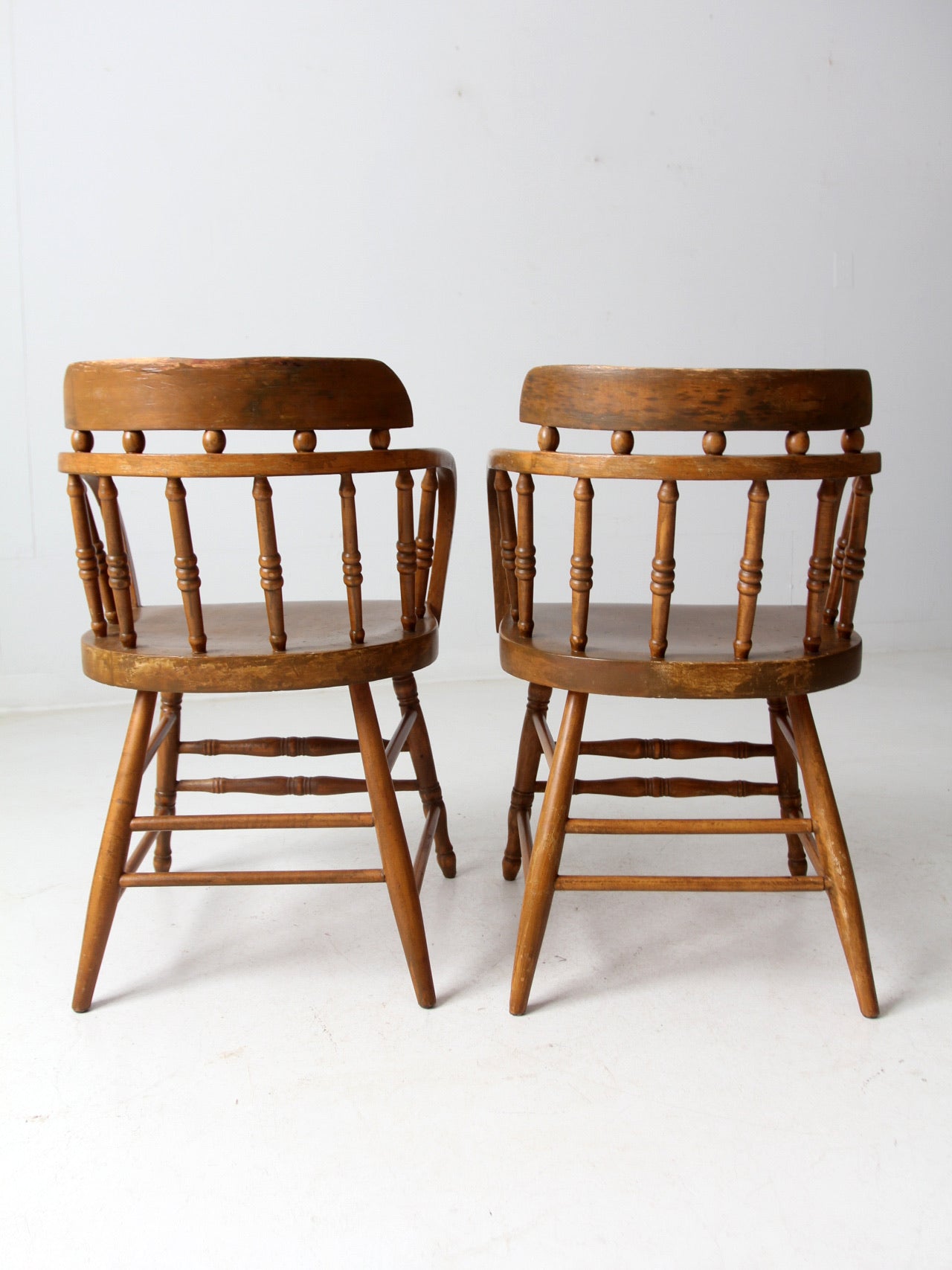 antique barrel back captain's chair pair