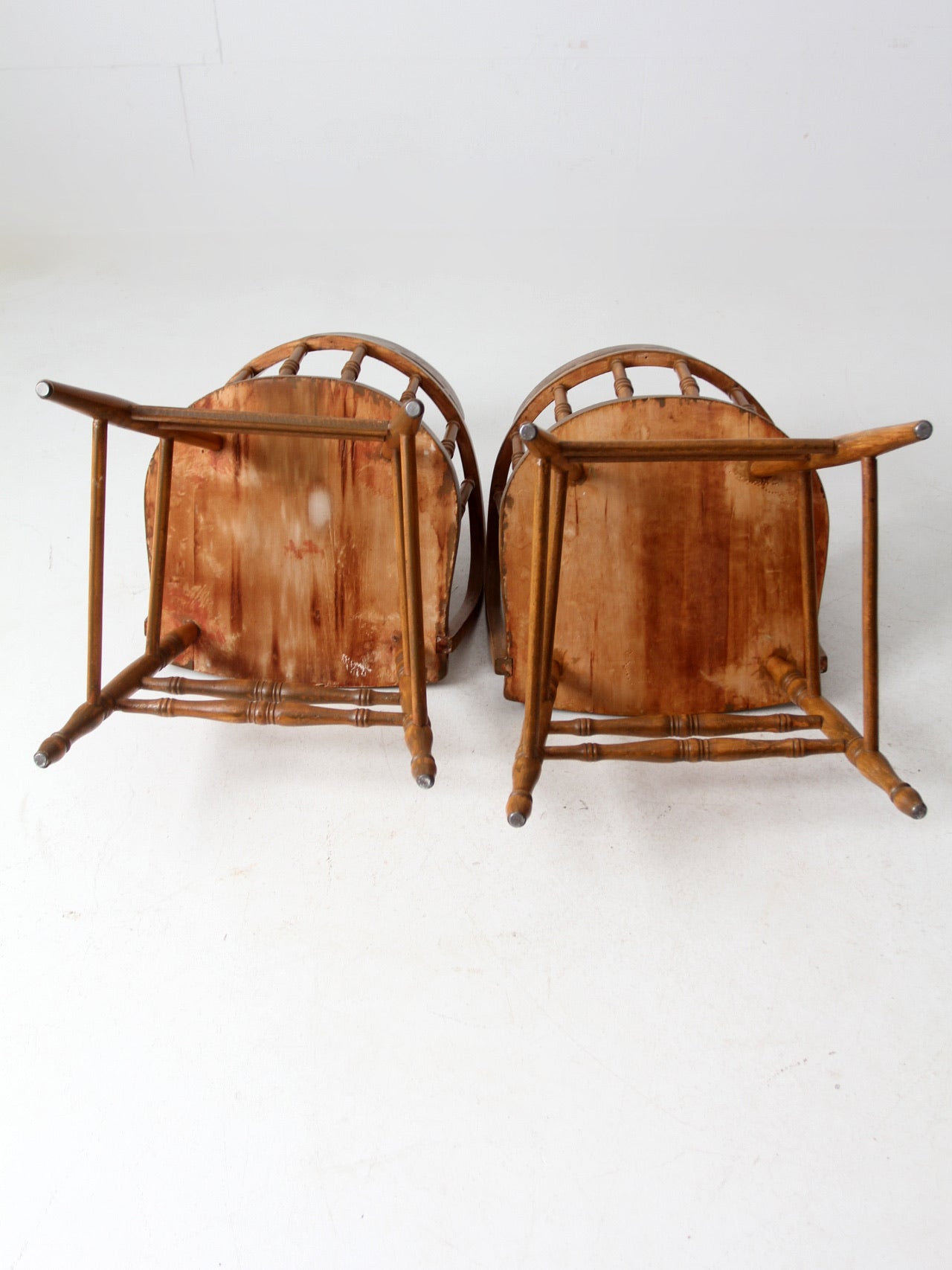 antique barrel back captain's chair pair