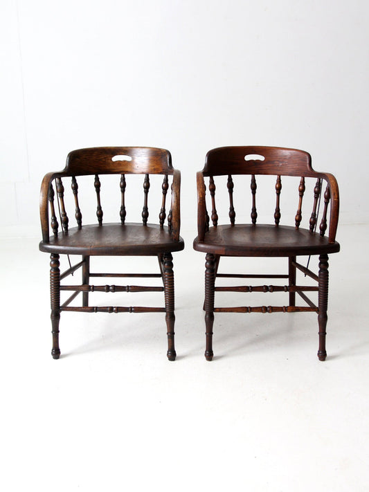 antique captains chair pair