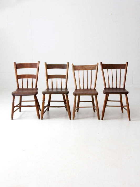 antique American primitive chairs set of 4