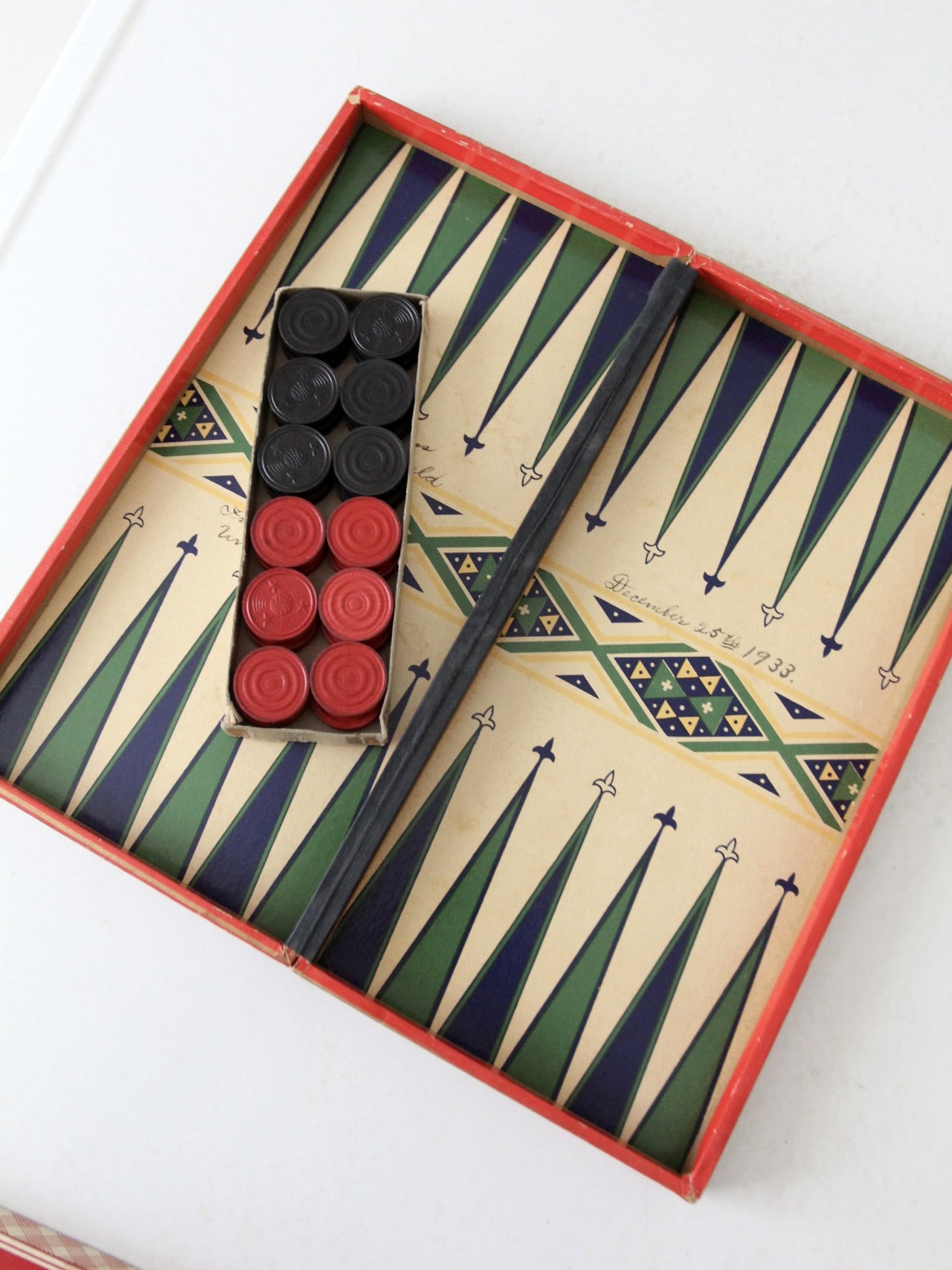 vintage Checkers / Backgammon game board set