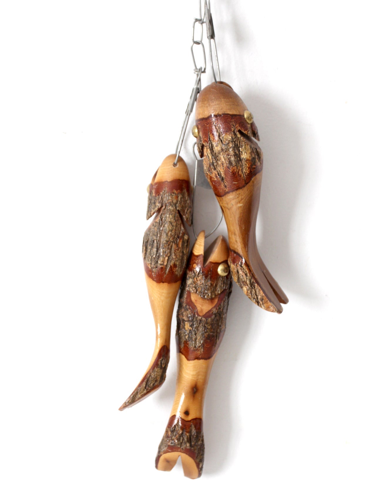 vintage folk art wood fish sculpture