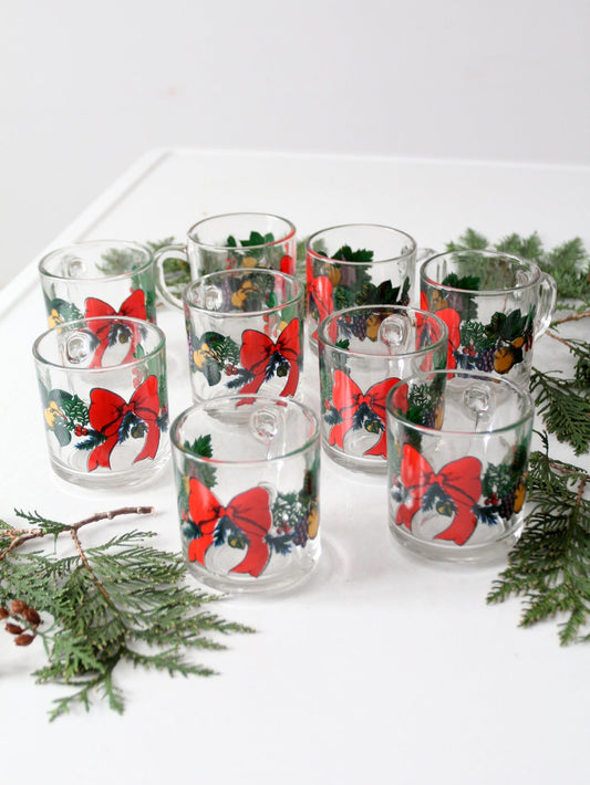 vintage Anchor Hocking glass Christmas mug set of 9