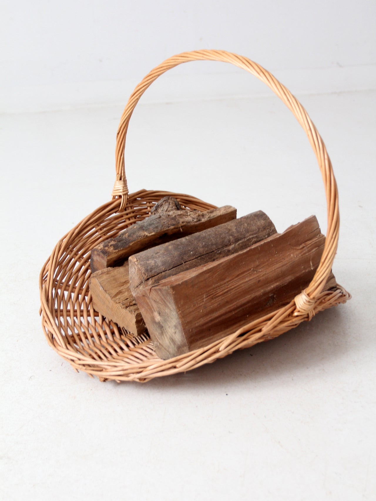 vintage wicker firewood basket