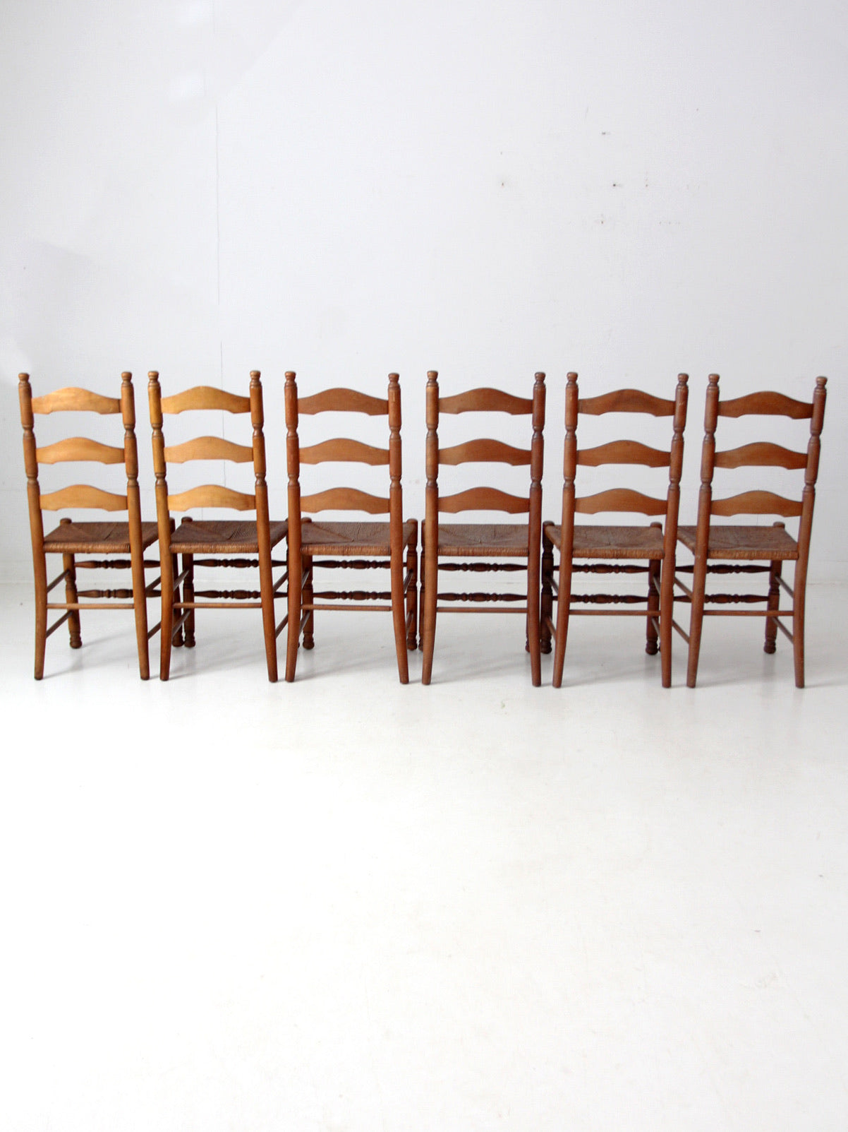 vintage rush seat ladder back chairs set of 6