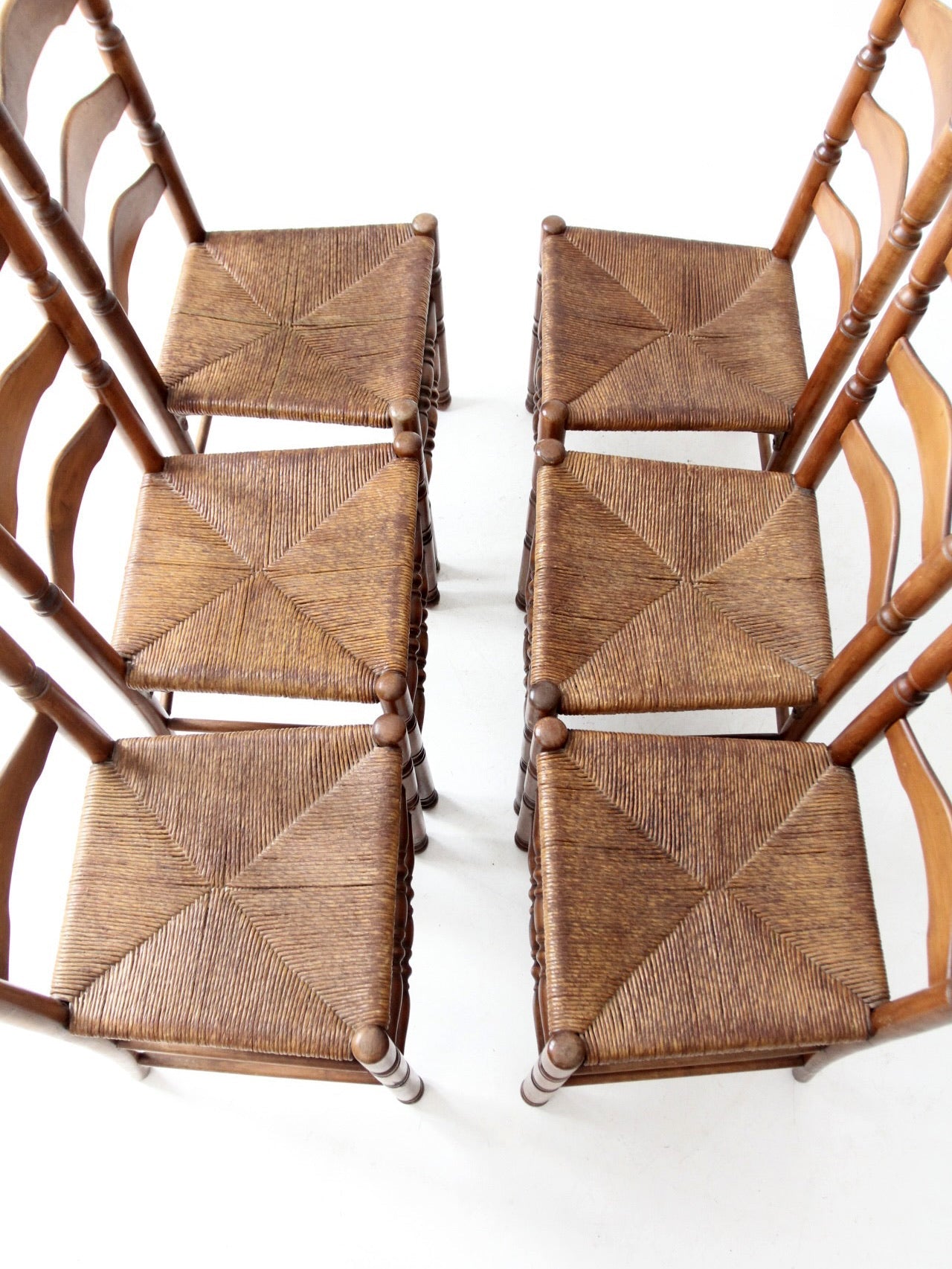 vintage rush seat ladder back chairs set of 6