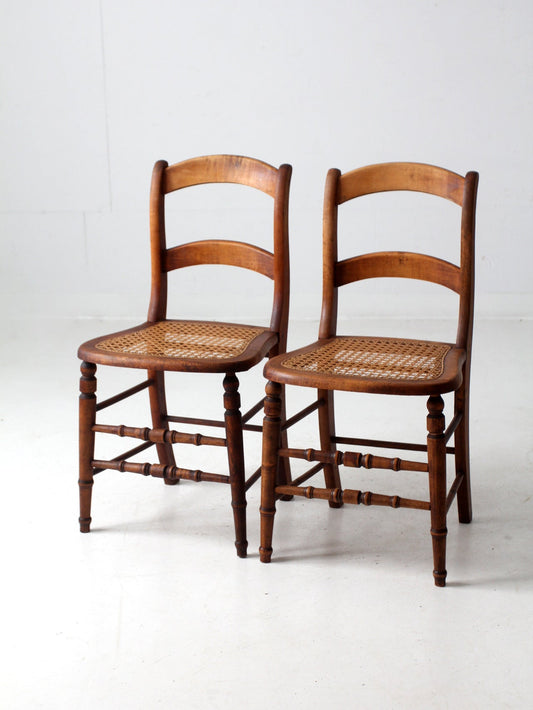 antique cane seat dining chairs pair